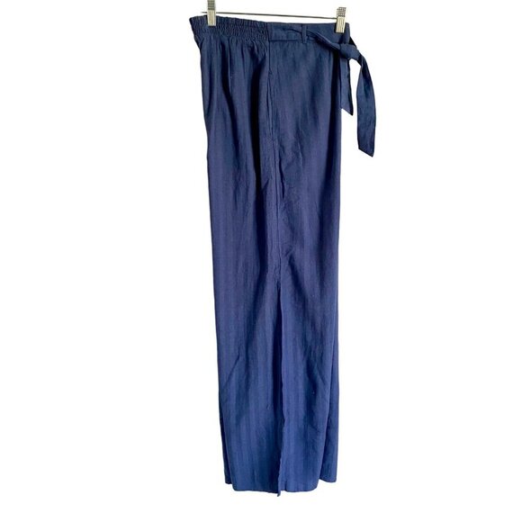 Roxy Blue Split Wide Leg Pants Elastic Waistband Belt Pockets Women's Small NEW - Picture 2 of 7